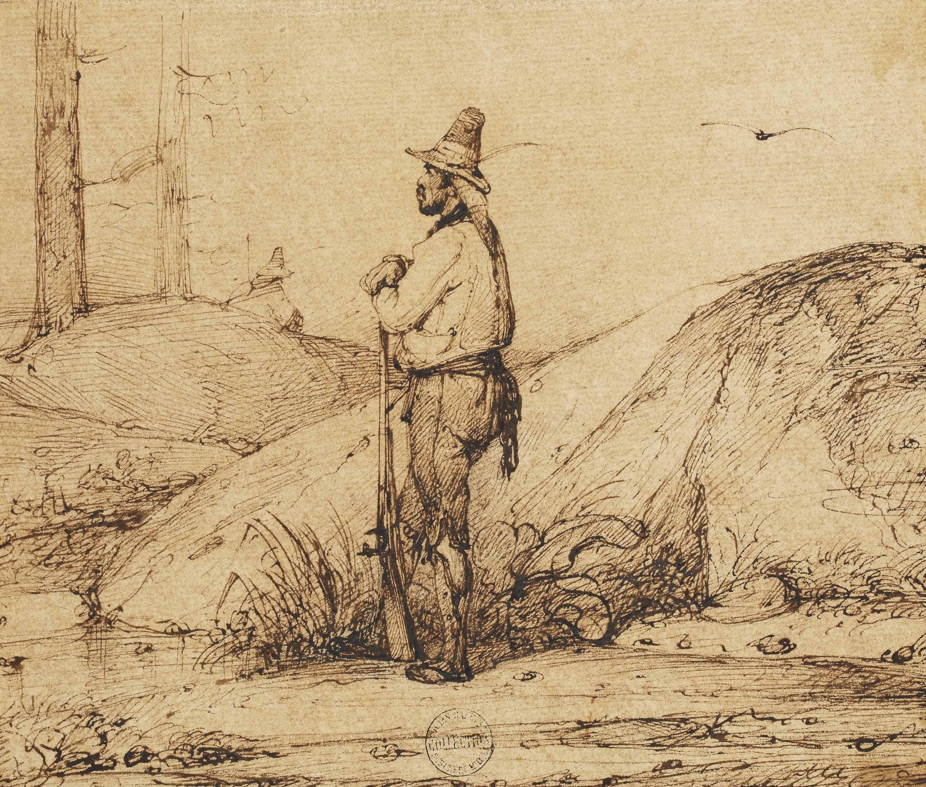 Alexandre-Gabriel Decamps - Chasseur accoudé à son fusil