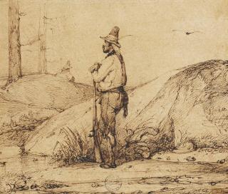 Alexandre-Gabriel Decamps - Chasseur accoudé à son fusil