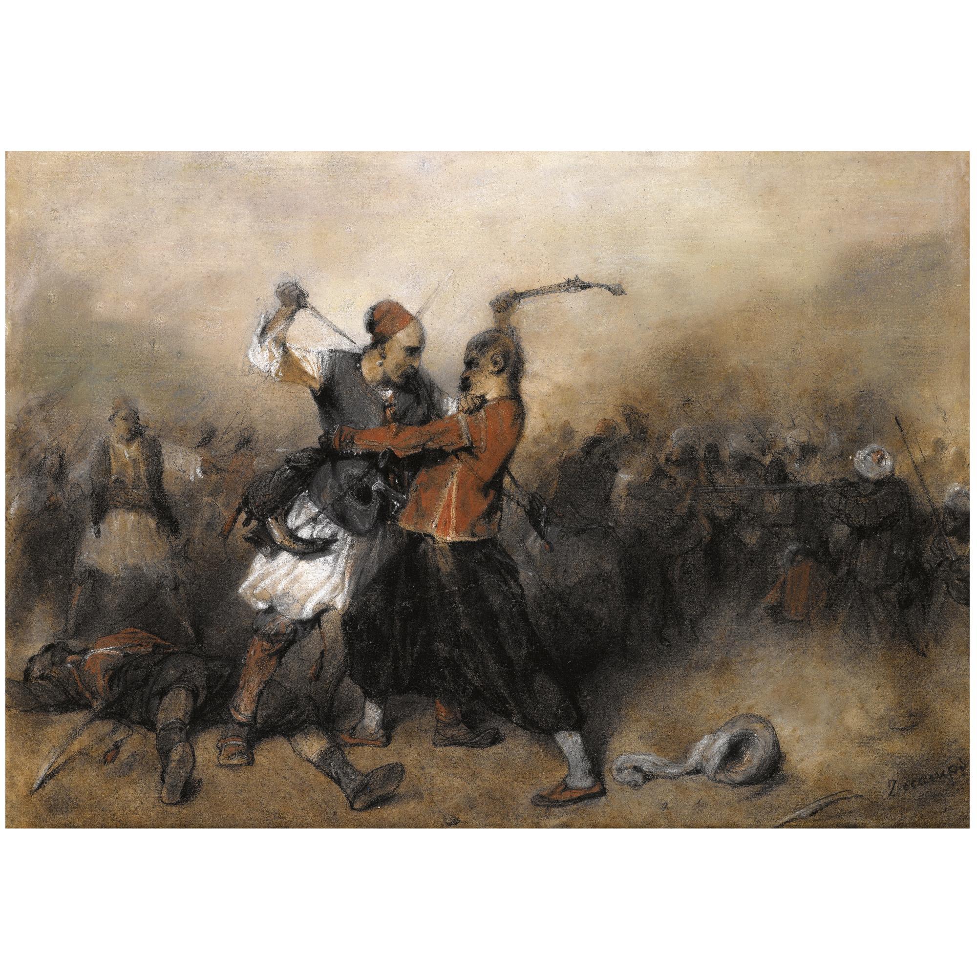 Alexandre-Gabriel Decamps - French Battle Between A Greek And A Turk