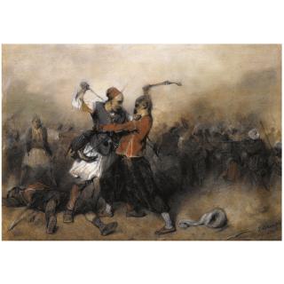 Alexandre-Gabriel Decamps - French Battle Between A Greek And A Turk