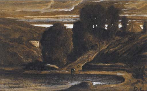 Alexandre-Gabriel Descamps - Paysage Avec Un Lac Entouré D\'Arbres