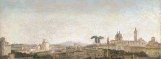 Alexandre-Hyacinthe Dunouy - Capriccio View of Rome with the Monte de Giustizia and Villa Montalto Negroni