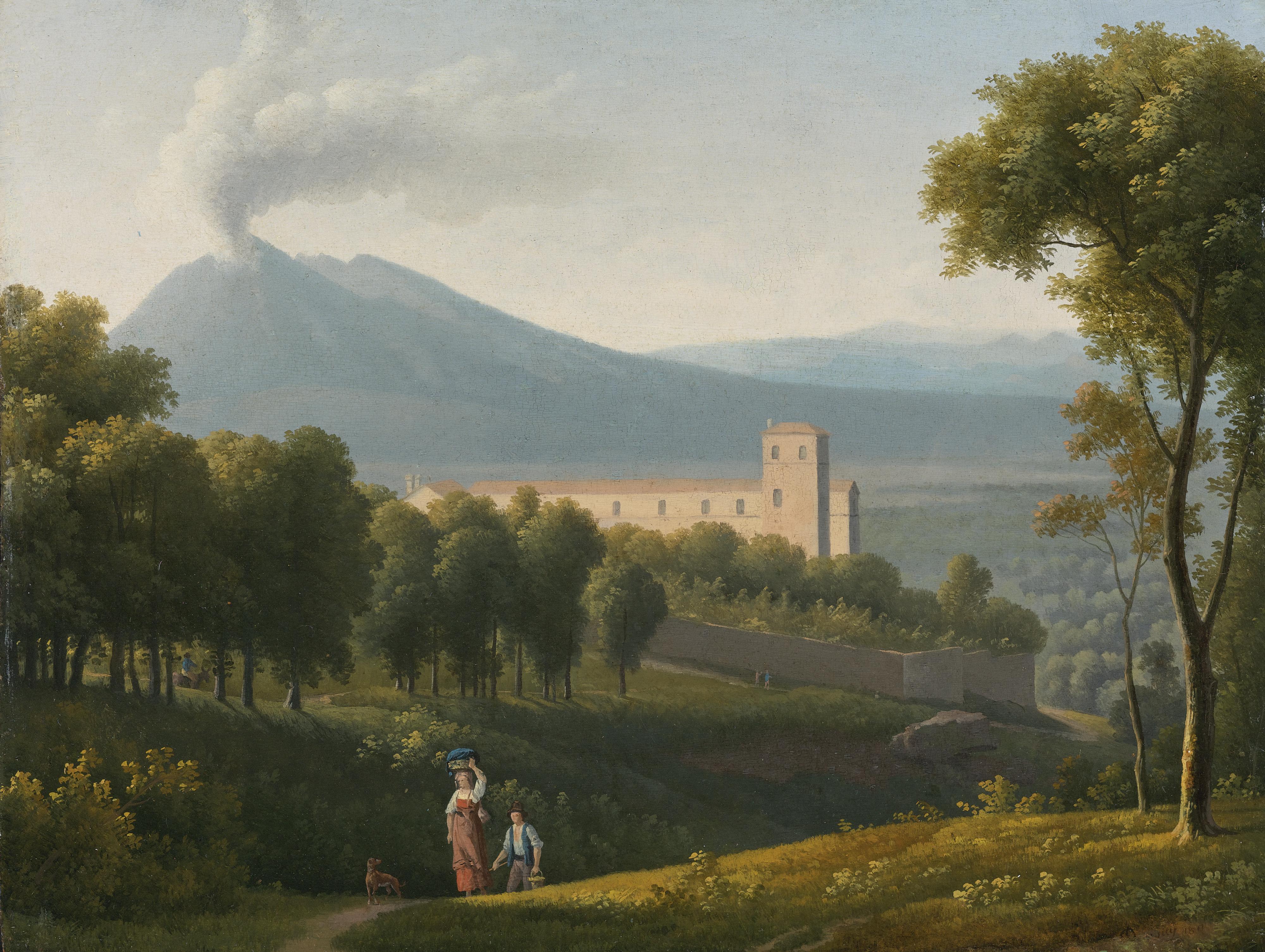 Alexandre-Hyacinthe Dunouy - Landscape With Vesuvius In The Distance