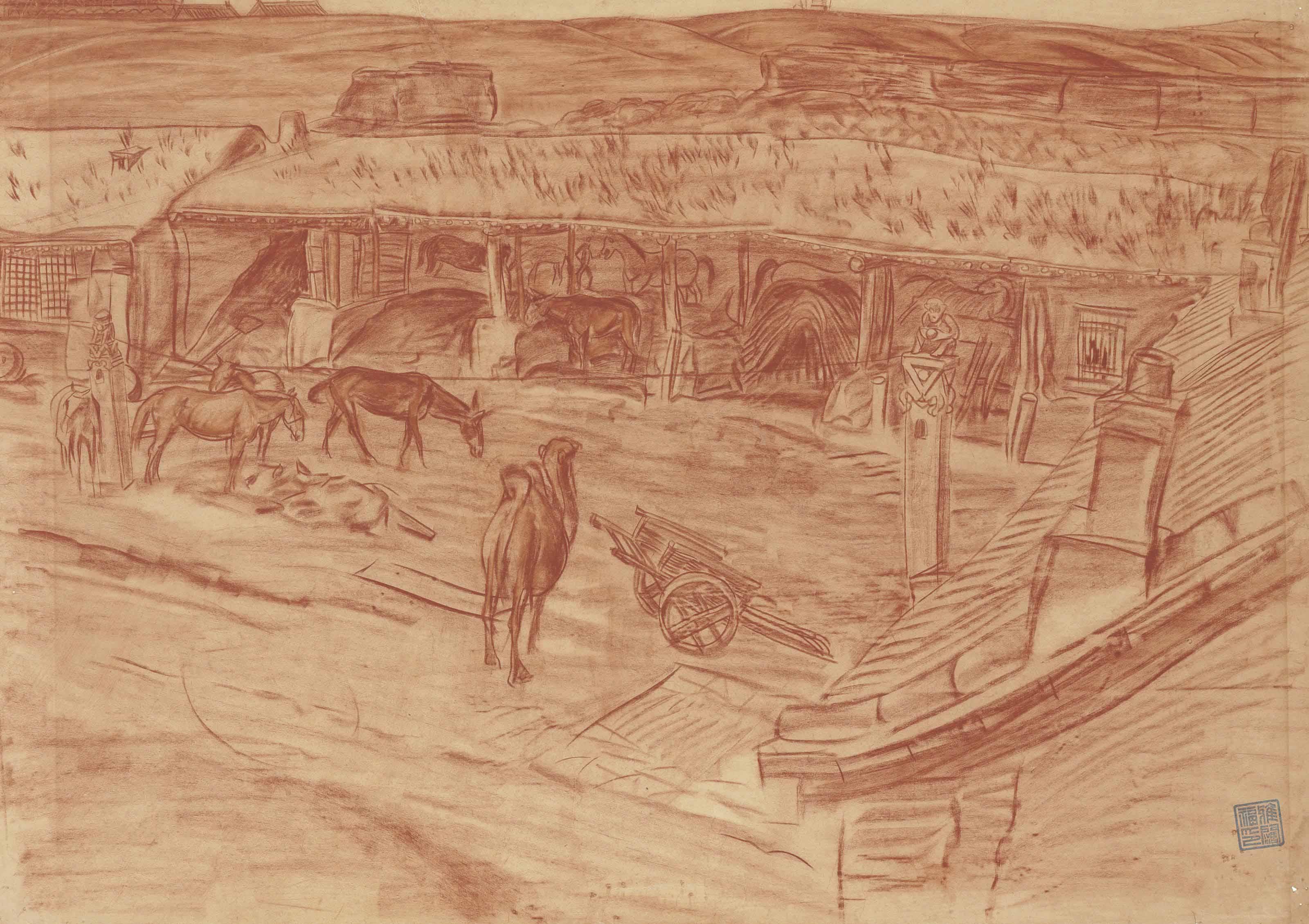 Alexandre Iacovleff - Barnyard Scene