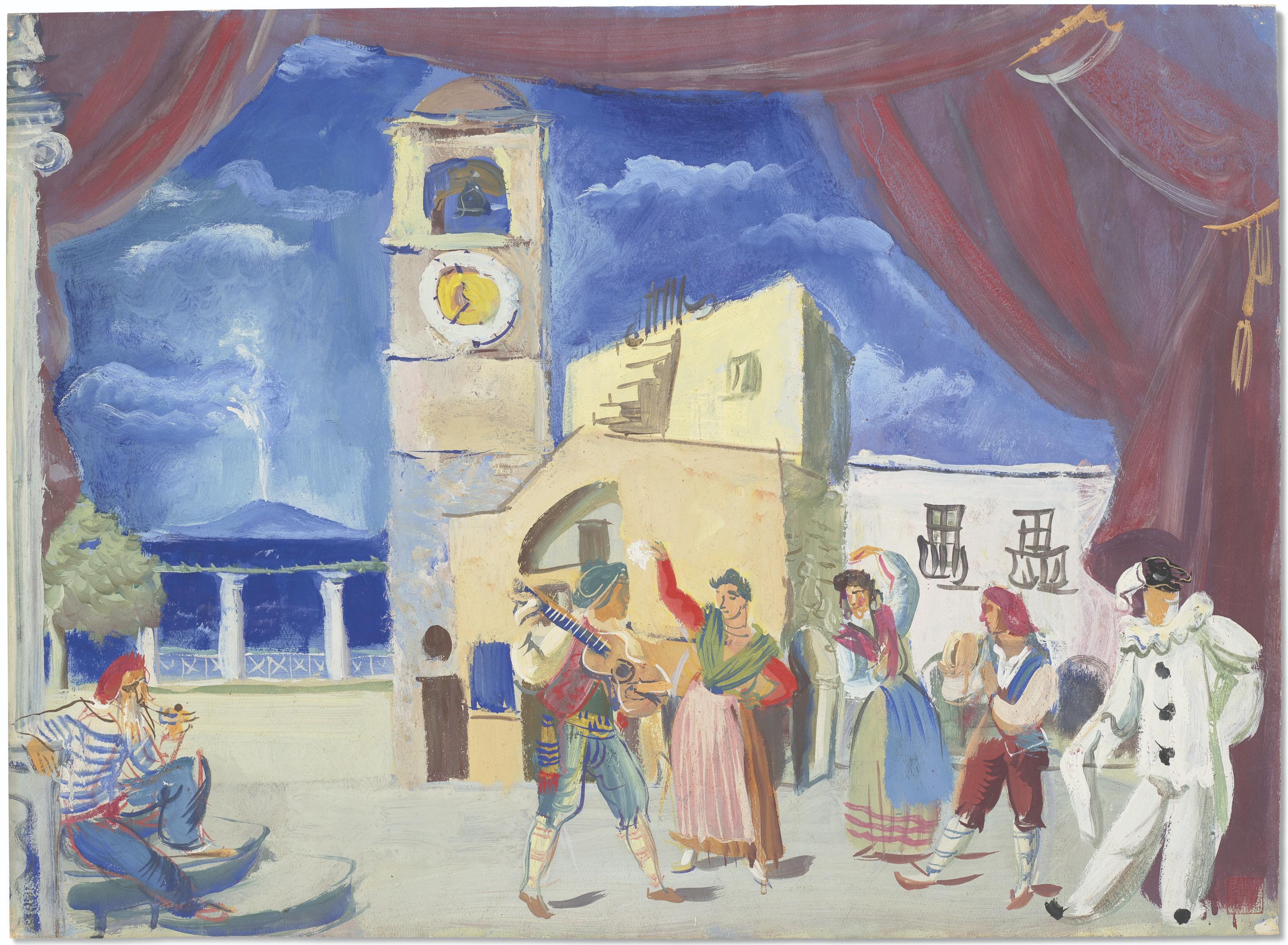 Alexandre Iacovleff - Street Musicians And Dancers, Capri; And Ballet Dancers