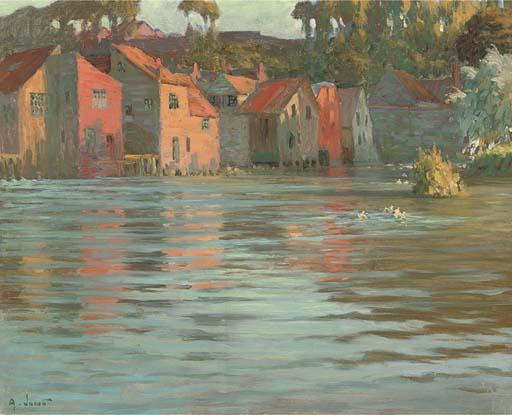 Alexandre Jacob - A Sunlit, Riverside Town