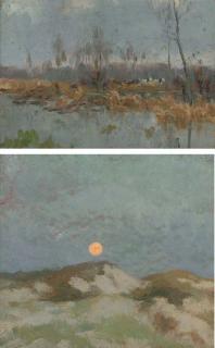 Alexandre Jacob - The Moon Rising Over The Dunes; And Horses Across The River