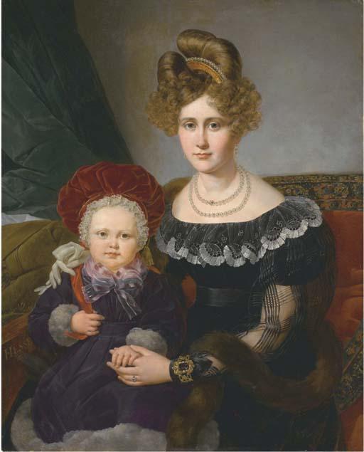 Alexandre Jean-Baptiste Hesse - Portrait de Dame Assise, Son Fils Sur Ses Genoux