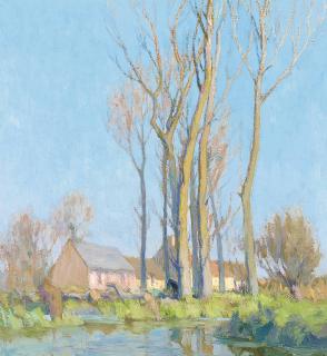 Alexandre-Louis Jacob - A cottage on the river banks