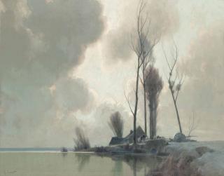 Alexandre-Louis Jacob - A lakeside crossing