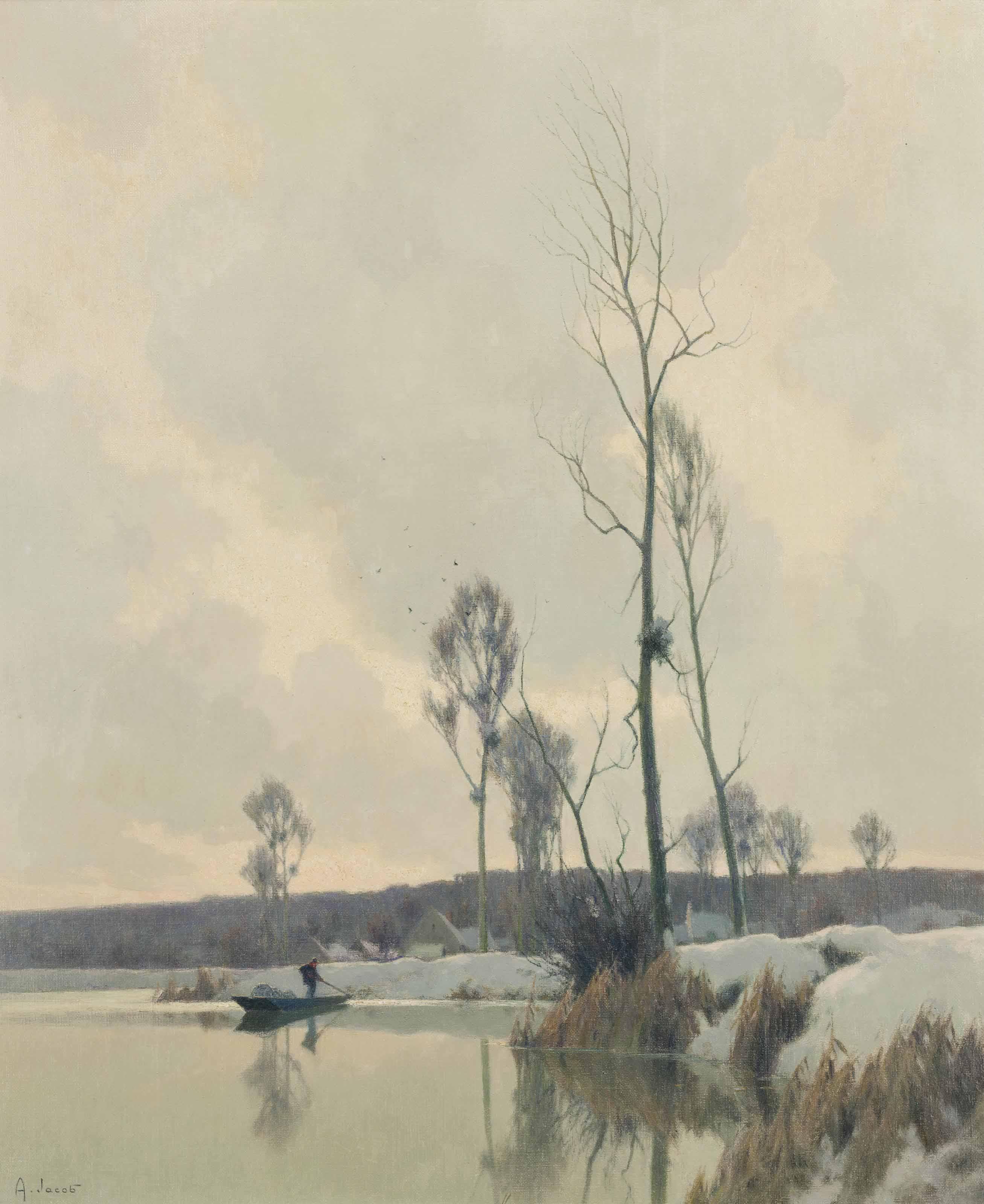 Alexandre-Louis Jacob - Neige au bord de Morin