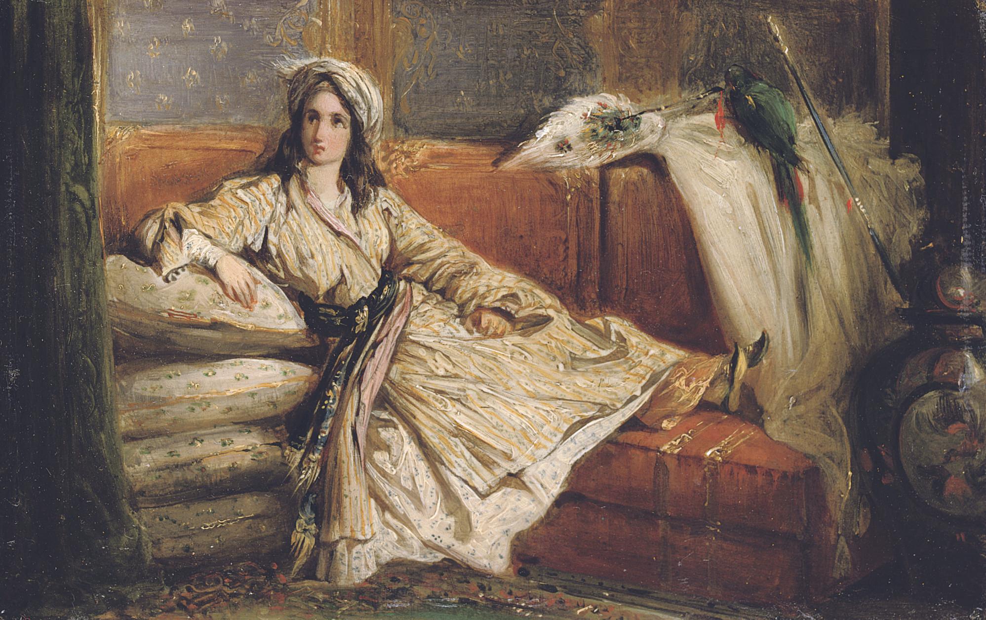 Alexandre Marie Colin - A reclining Turkish beauty