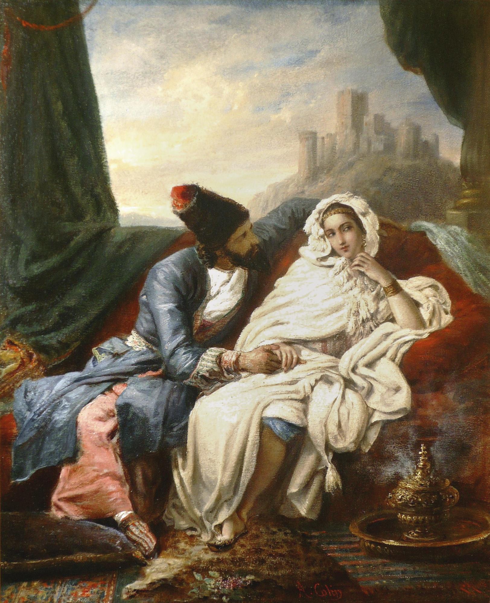 Alexandre Marie Colin - French la Belle Orientale Et Le Cosaque 