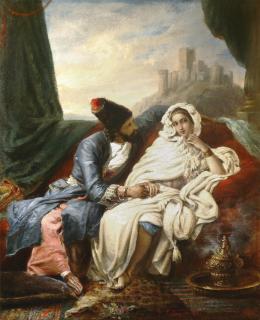 Alexandre Marie Colin - French la Belle Orientale Et Le Cosaque 