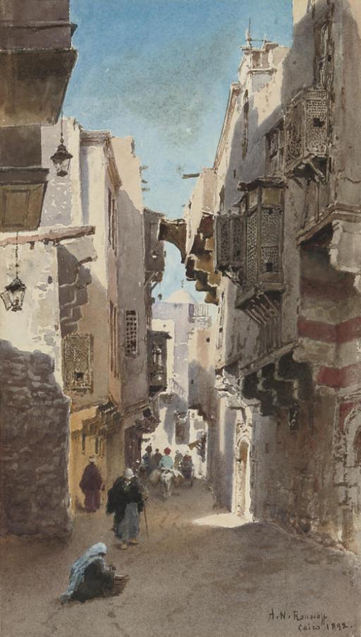 Alexandre Nicolaievich Roussoff - A Street Scene In Cairo