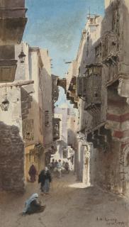 Alexandre Nicolaievich Roussoff - A Street Scene In Cairo