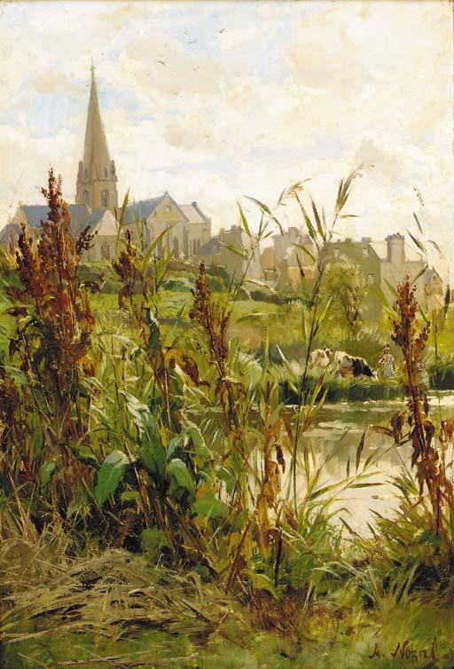Alexandre Nozal - A church beyond a river