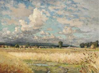 Alexandre Nozal - A Village In A Sunlit Landscape