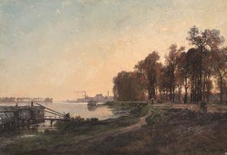Alexandre-Rene Veron - Along the riverbanks
