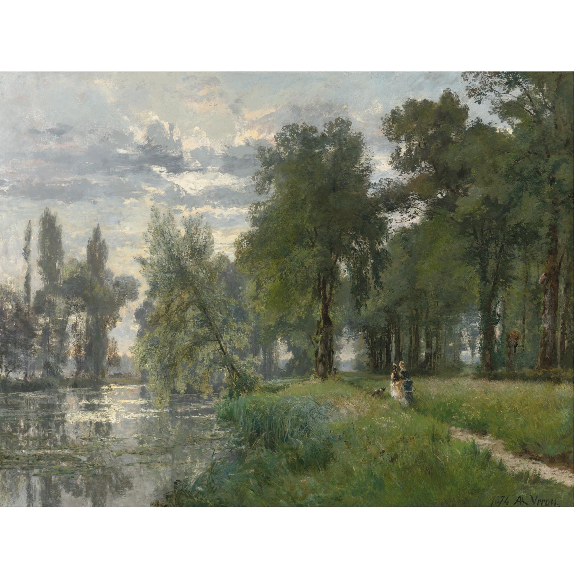 Alexandre-René Véron - French Walking By The River