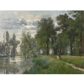 Alexandre-René Véron - French Walking By The River