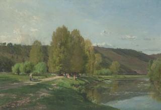 Alexandre-René Veron - Vaches Au Bord D\'Un Fleuve