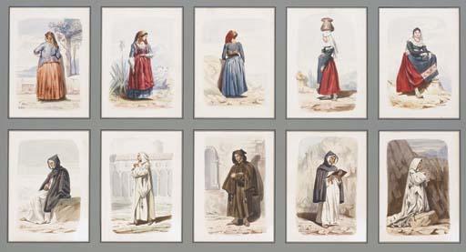 Alexandre Segé - Dix Études de Figures En Costume Italien, Dont Huit Femmes de Nettuno, Cerbara, Ceracinesco Et Sorrente, Un Homme Et Un Capucin