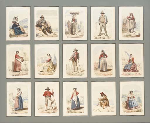 Alexandre Segé - Quinze Études de Figures En Costume Italien, Dont Dix Femmes de Borghetto, Rome, Saracinesco, Chiusano, Albano, Palombara, Capri, Tivoli, Subiaco Et Frascati Et Cinq Hommes de Rome, Subiaco, Et Naples