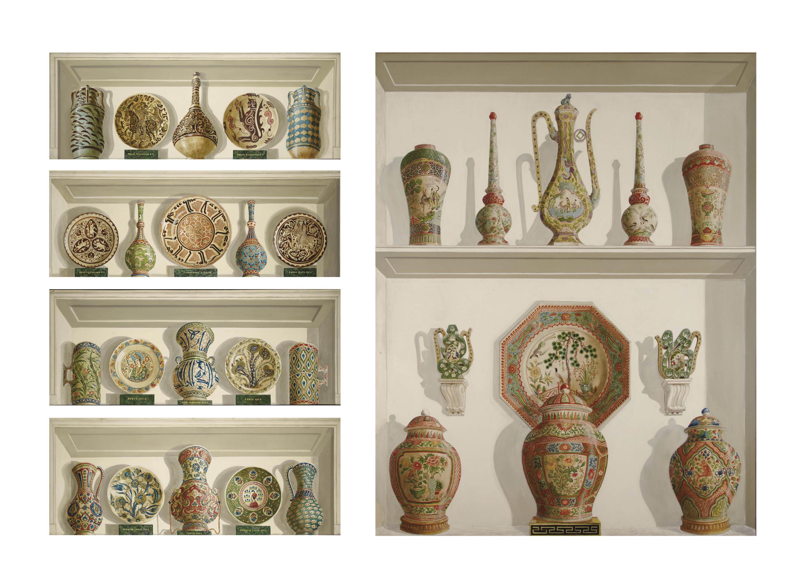 Alexandre Serebriakof - Ensemble De Six Panneaux Trompe L\'Oeil