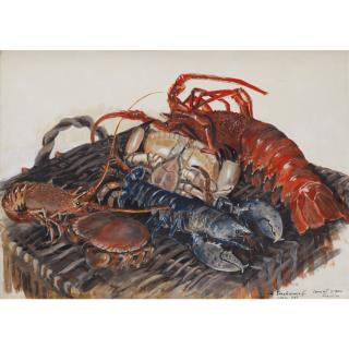 Alexandre Serebriakoff - Nature Morte Au Homard, Aux Langoustes Et Aux Crabes