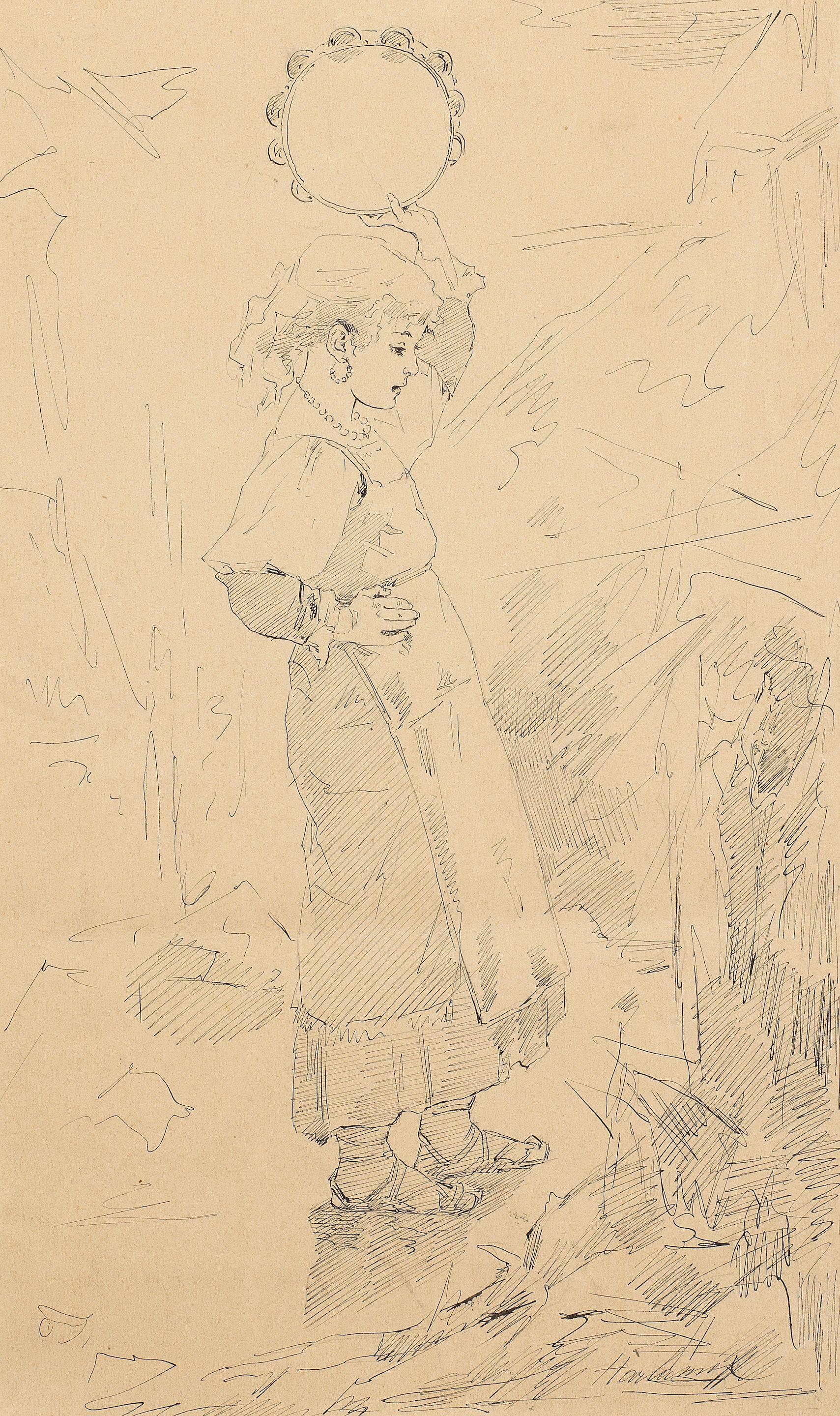 Alexei Alexeevich Harlamoff - An Italian girl with tambourine