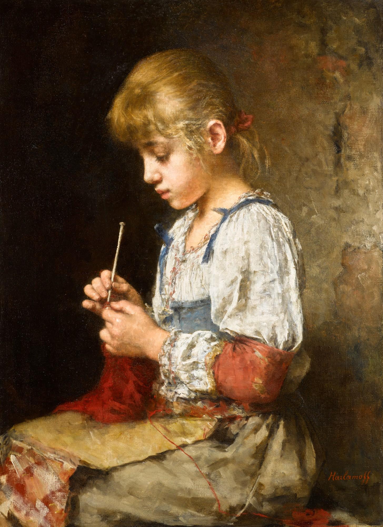 Alexei Alexeevich Harlamoff - Girl Crocheting
