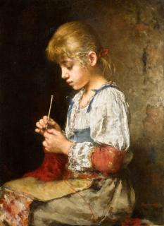 Alexei Alexeevich Harlamoff - Girl Crocheting