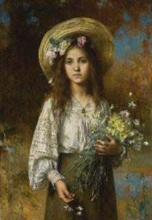 Alexei Alexeevich Harlamoff - Girl With Flowers