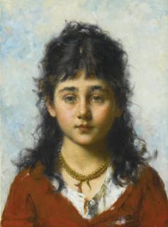 Alexei Alexeevich Harlamoff - Portrait Of A Young Girl Wearing A Necklace