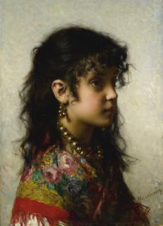 Alexei Alexeevich Harlamoff - Russian girl With Brass Necklace