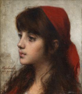 Alexei Alexeevich Harlamoff - Young beauty in a scarlet shawl