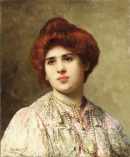 Alexei Alexeiewitsch Harlamoff - A auburn haired beauty in pearls