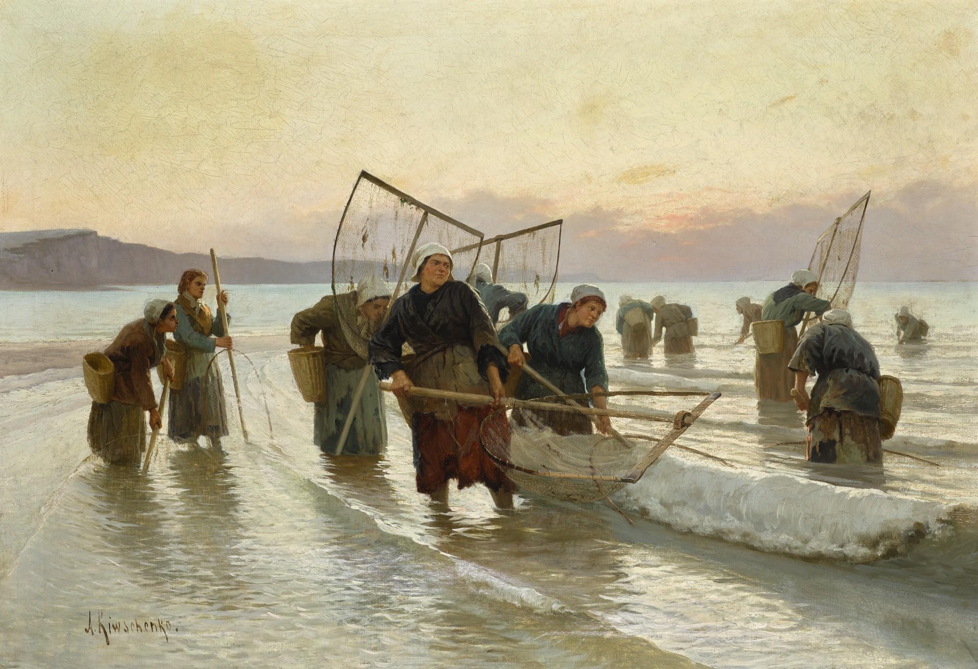 Alexei Danilovich Kivshenko - Prawn Fishing In Normandy