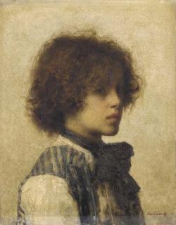 Alexei Harlamoff - A Young Boy wearing a Striped Vest