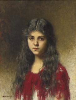 Alexei Harlamoff - Russian portrait Of A Young Girl