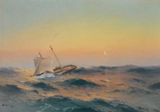 Alexei Vasilievich Hanzen - Stormy Sea At Dusk