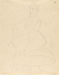 Alexej von Jawlensky - Akt, im Sessel kniend.