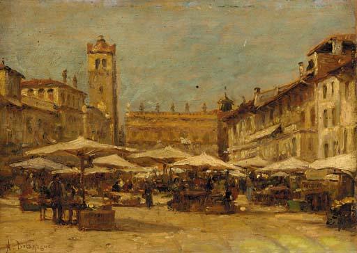 Alexis Auguste Delahogue - An Italian town square