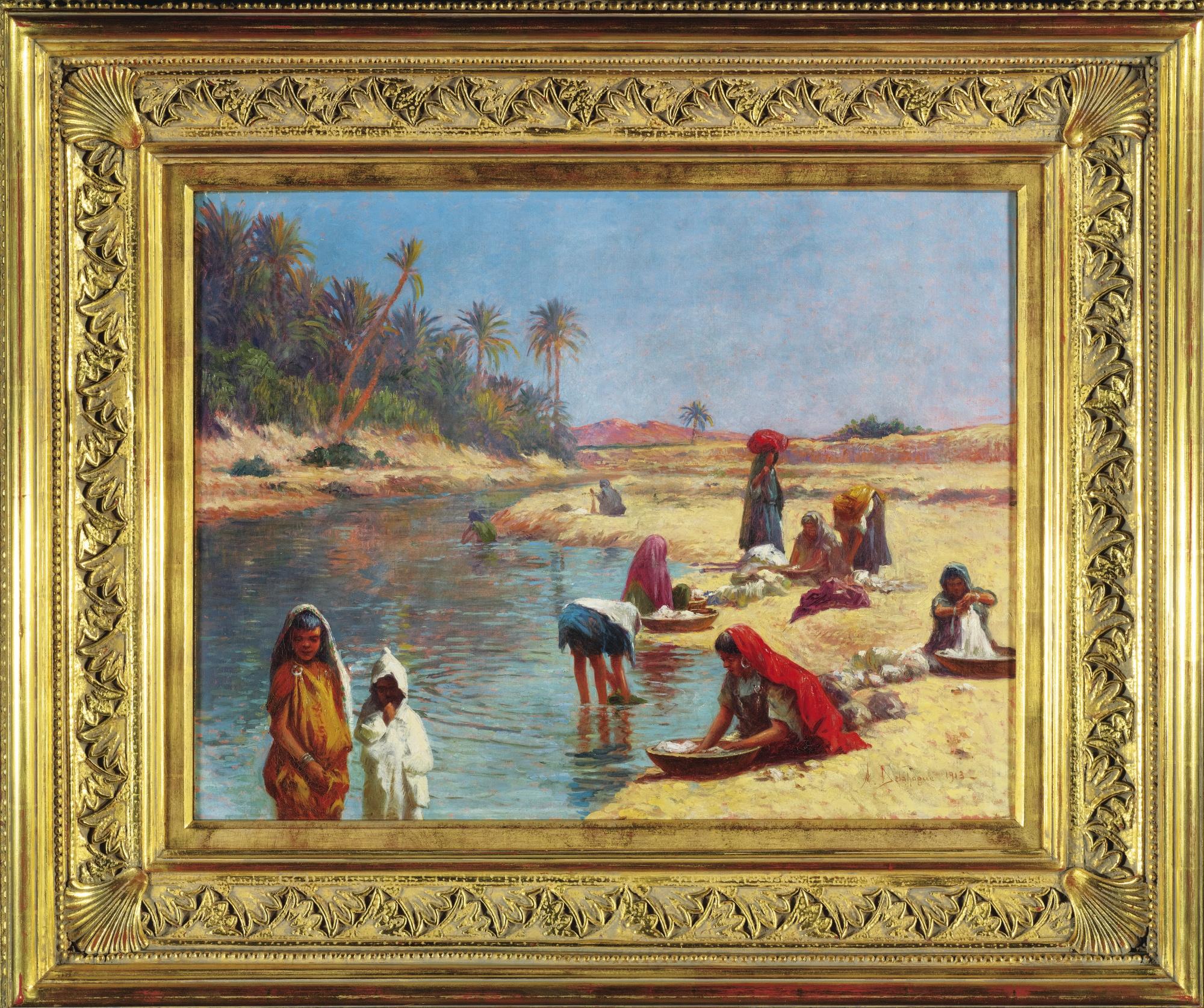 Alexis-Auguste Delahogue - Laveuses À L\'Ouedalexis Auguste Delahogue ; Washerwomen ; Signed And Lower Right 1913 ; Oil On Canvas