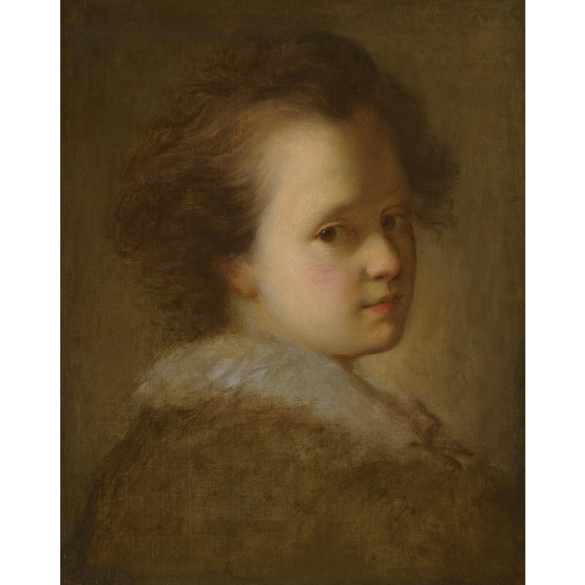 Alexis Grimou - Portrait Of A Child, Head And Shoulders, With A White Collar