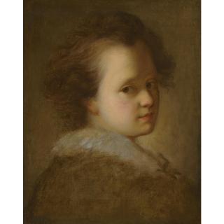 Alexis Grimou - Portrait Of A Child, Head And Shoulders, With A White Collar