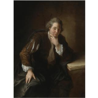 Alexis Grimou - Portrait Of A Contemplative Gentleman, Said To Be A Huguenot, Resting His Arm On An Open Book