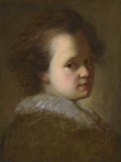 Alexis Grimou - Portrait Of A Young Boy, Head And Shoulders, With A White Collar
