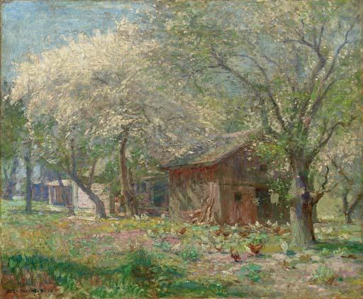 Alexis Jean Fournier - Blossoming Trees on the Farm